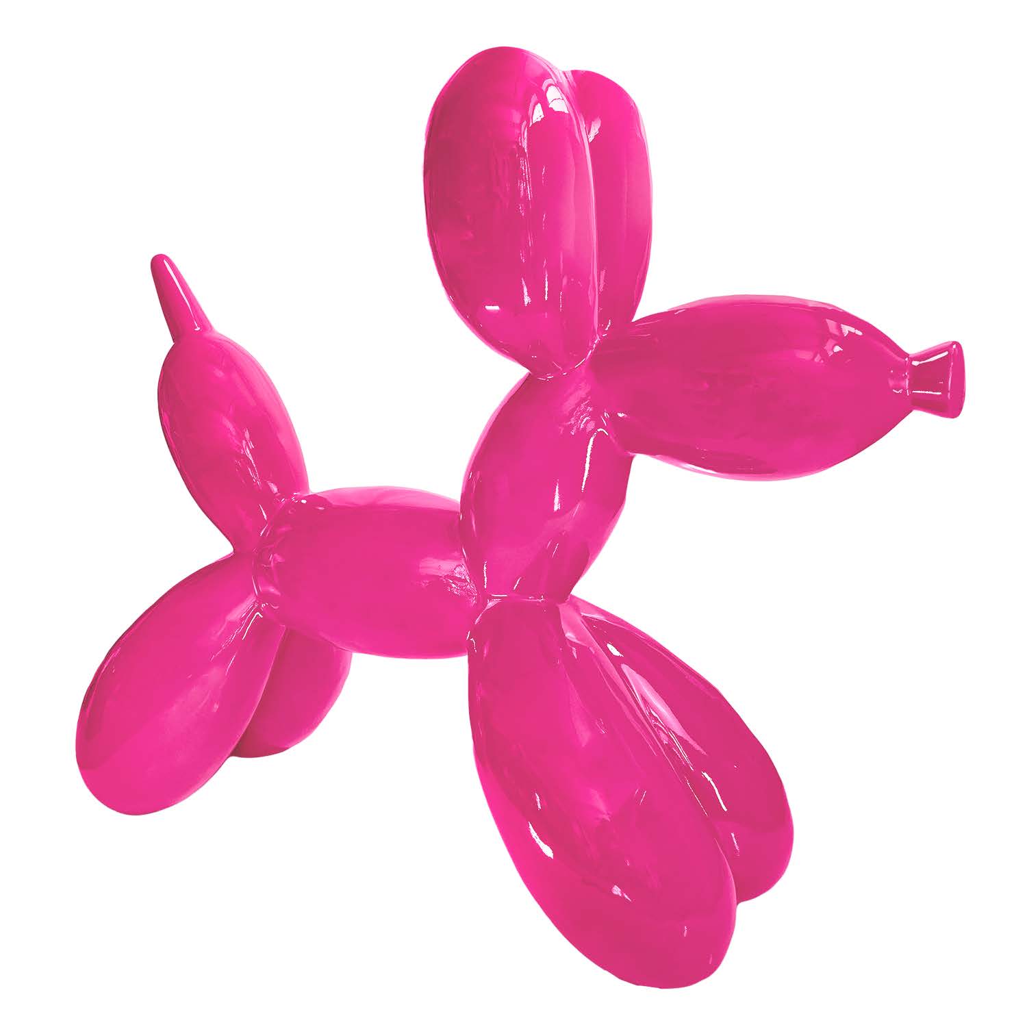 Sculpture de chien ballon en résine rose brillant
