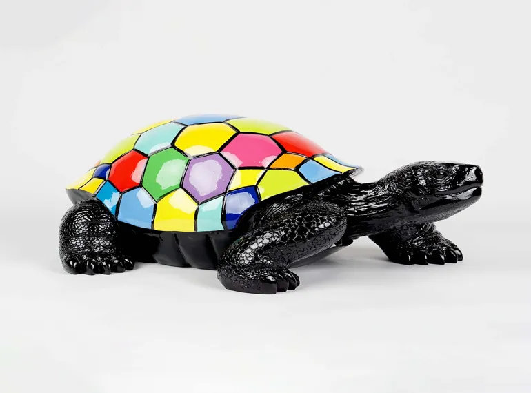 Tortue décorative en résine à carapace mosaïque pastel