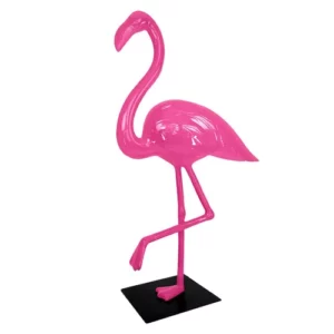 Statue flamant rose résine