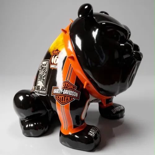 Bulldog Avella sculpture design en résine, vue latérale