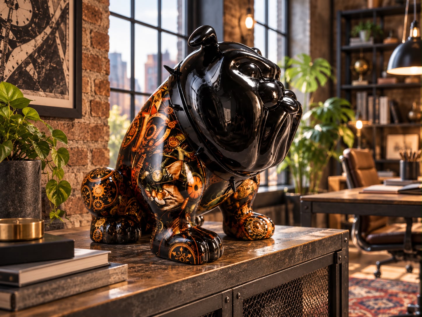 Bulldog Avella 55 cm – Sculpture Design en Résine